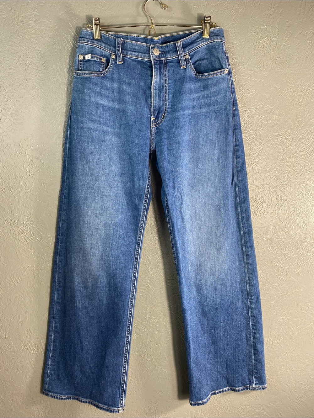 Calvin Klein Jeans Womens 28 Blue Wide Leg High Rise Relaxed Denim Pants